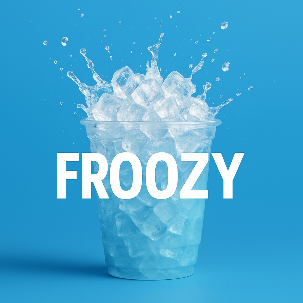 Imagen de un vaso Froozy con hielo cristalino